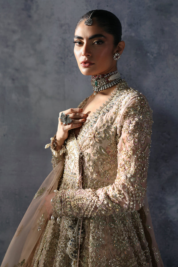 Pakistani Bridal Dress in Angrakha Gown and Lehenga Style