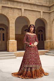 Pakistani Bridal Dress in Farshi Lehenga Kameez Dupatta Style