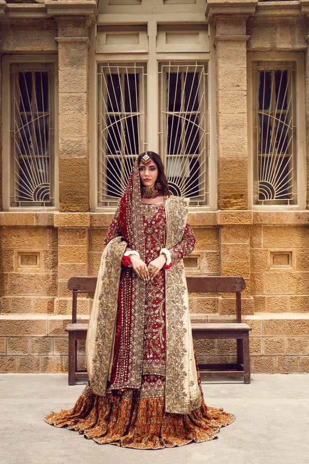 Pakistani Bridal Dress in Farshi Lehenga Kameez Style