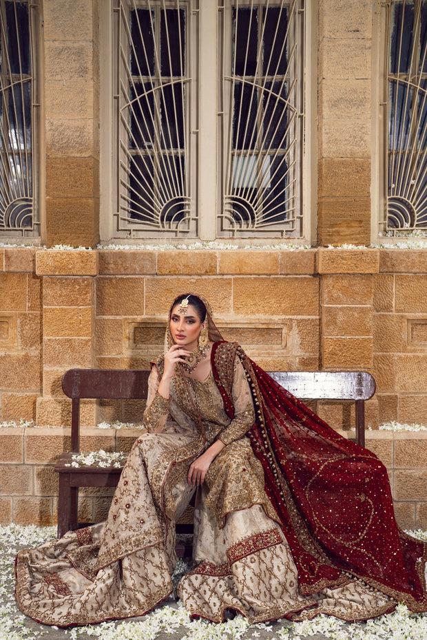 Pakistani Bridal Dress in Farshi Sharara Kameez Style