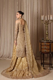 Pakistani Bridal Dress in Gold Kameez Gharara Style Online