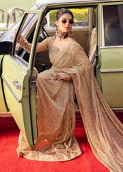 Pakistani Bridal Dress in Golden Saree Style