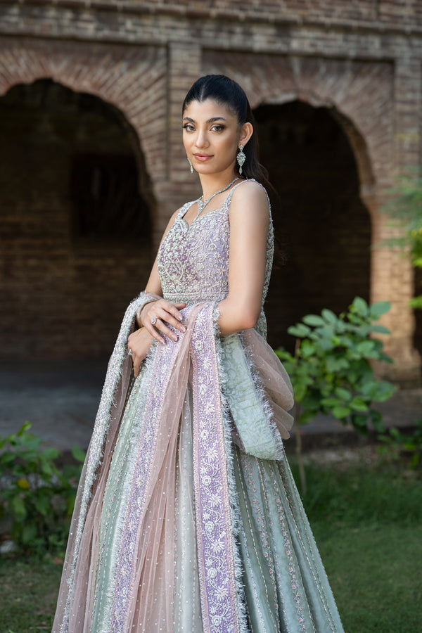 Pakistani Bridal Dress in Gown Dupatta Lehenga Style Online