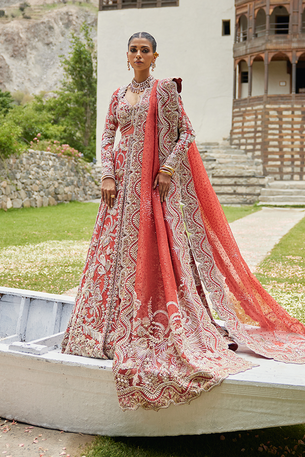 Premium Pakistani Bridal Dress in Gown Dupatta Style