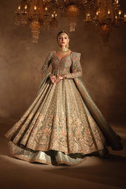 Pakistani Bridal Dress in Gown Lehenga Dupatta Style