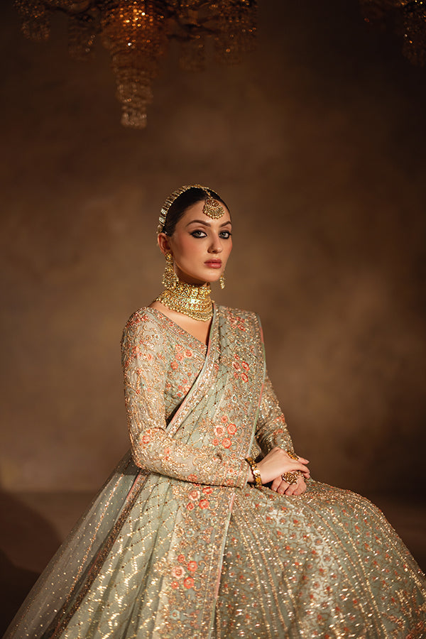 Pakistani Bridal Dress in Gown Lehenga Style