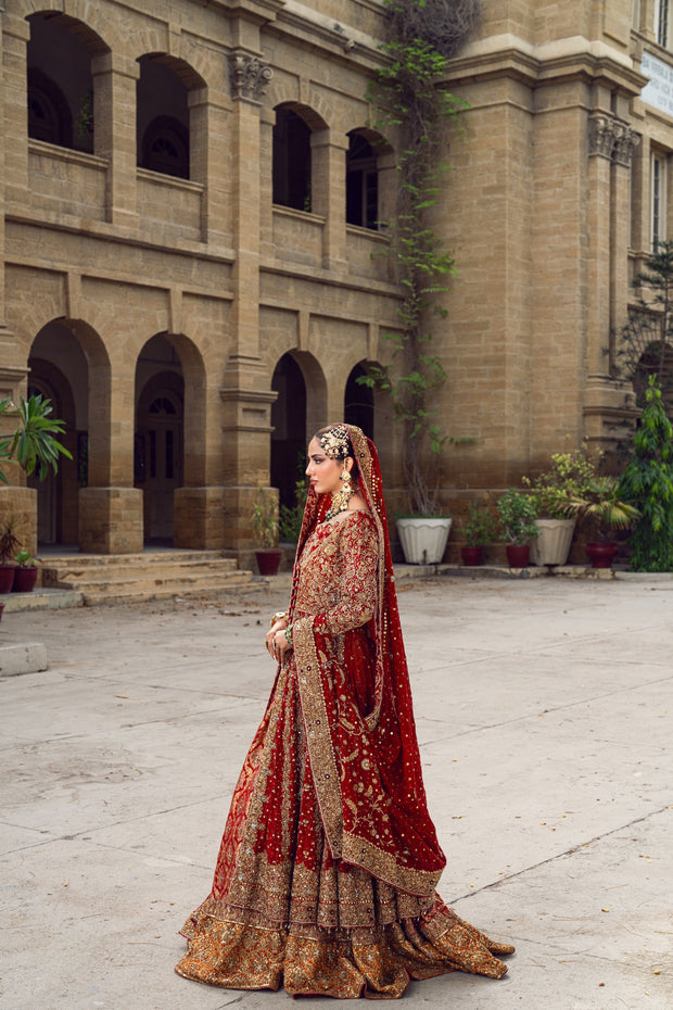 Pakistani Bridal Dress in Gown Lehenga Style