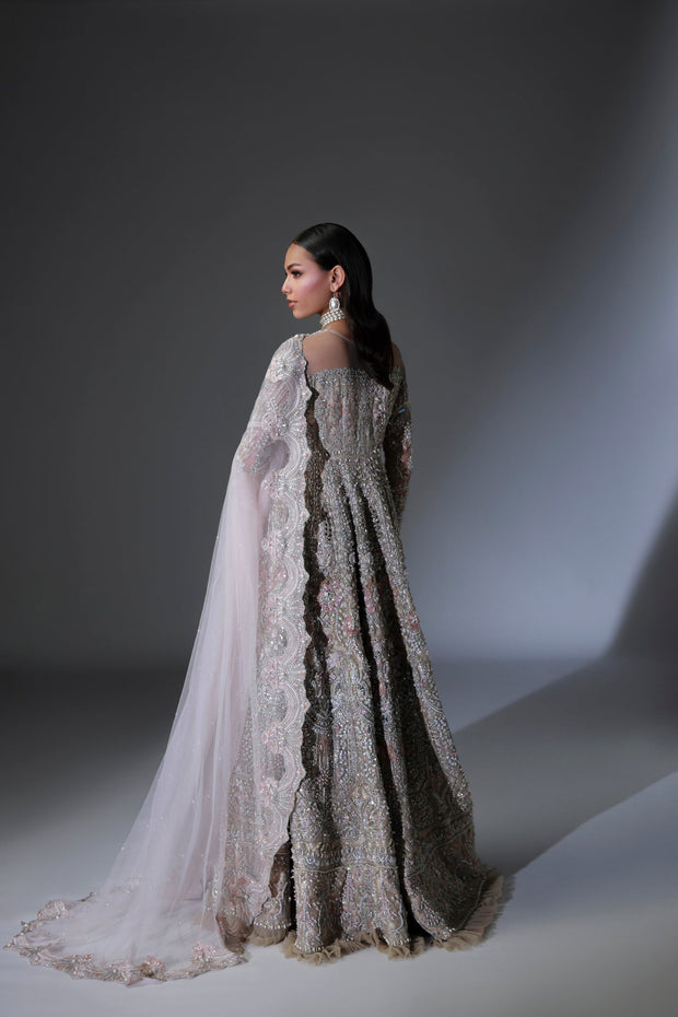 Pakistani Bridal Dress in Gown and Dupatta Style