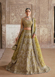 Pakistani Bridal Dress in Green Choli Lehenga Style