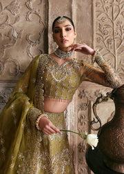 Pakistani Bridal Dress in Green Choli Lehenga Style