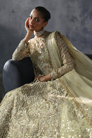 Pakistani Bridal Dress in Green Kameez and Lehenga Style