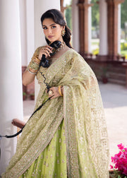 Pakistani Bridal Dress in Green Lehenga Choli Style Online