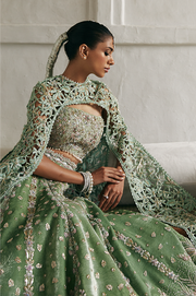 Pakistani Bridal Dress in Green Lehenga Choli Style