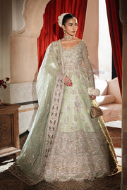 Pakistani Bridal Dress in Green Lehenga Gown Style