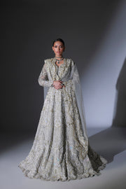 Pakistani Bridal Dress in Grey Lehenga and Choli Style Online