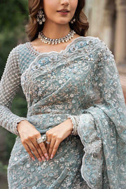 Pakistani Bridal Dress in Ice Blue Wedding Saree Style Online