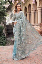 Pakistani Bridal Dress in Ice Blue Wedding Saree Style