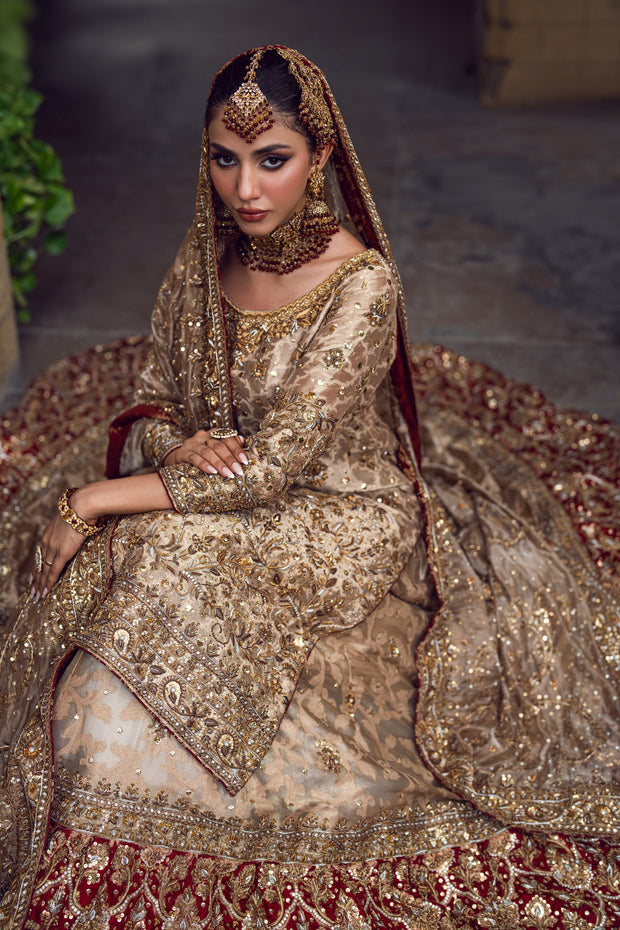 Pakistani Bridal Dress in Kameez Dupatta and Lehenga Style