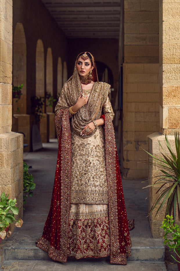 Pakistani Bridal Dress in Kameez and Lehenga Style