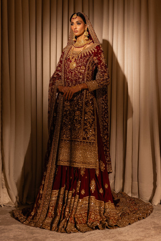 Pakistani Bridal Dress in Kameez and Lehenga Style