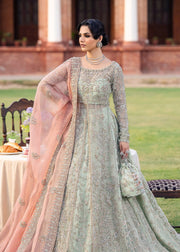 Pakistani Bridal Dress in Mint Lehenga and Shirt Style