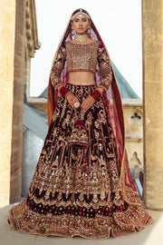 Pakistani Bridal Dress in Maroon Lehenga Choli Style