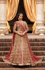 Pakistani Bridal Dress in Open Anarkali Frock Style