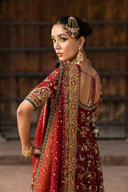 Pakistani Bridal Dress in Open Frock Lehenga Style