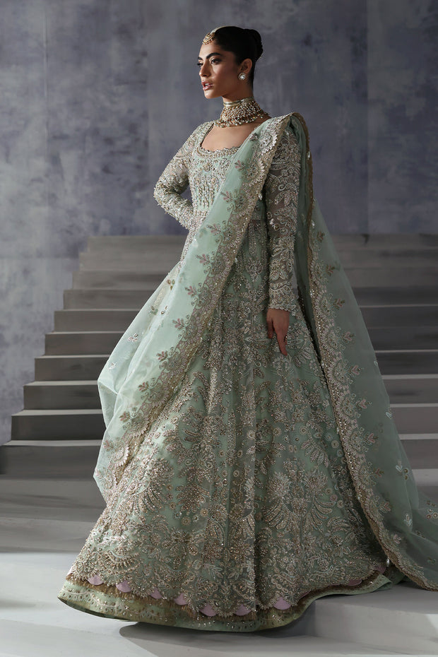 Pakistani Bridal Dress in Open Gown Lehenga Style