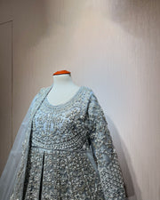 Pakistani Bridal Dress in Open Gown Lehenga Style