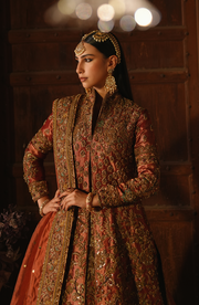 Pakistani Bridal Dress in Open Jacket Lehenga Style