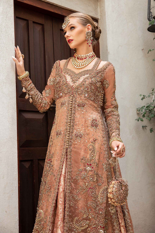 Pakistani Bridal Dress in Open Kameez and Lehenga Style Online