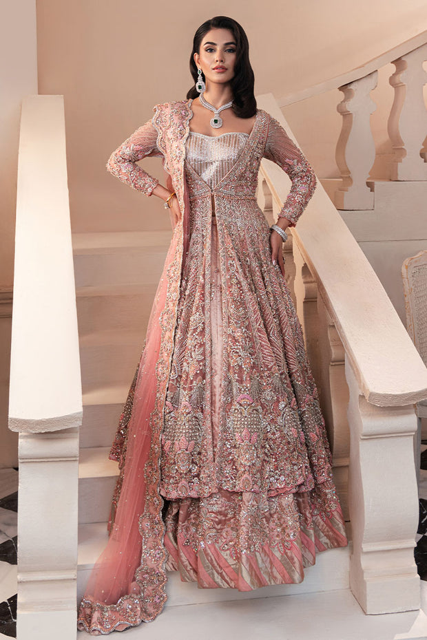 Pakistani Bridal Dress in Open Pishwas and Lehenga Style Online