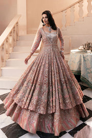 Pakistani Bridal Dress in Open Pishwas and Lehenga Style