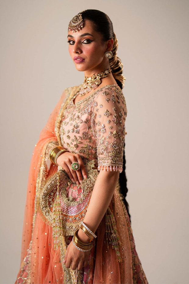 Pakistani Bridal Dress in Organza Choli Lehenga Style Online