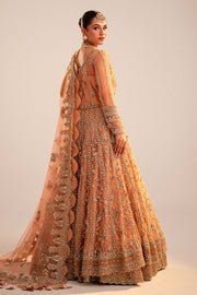 Pakistani Bridal Dress in Peach Lehenga Pishwas Style