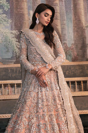 Pakistani Bridal Dress in Peach Pishwas Lehenga Style