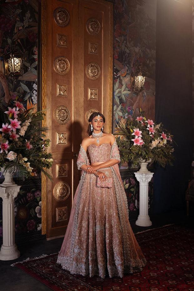 Pakistani Bridal Dress in Pink Lehenga Choli Style