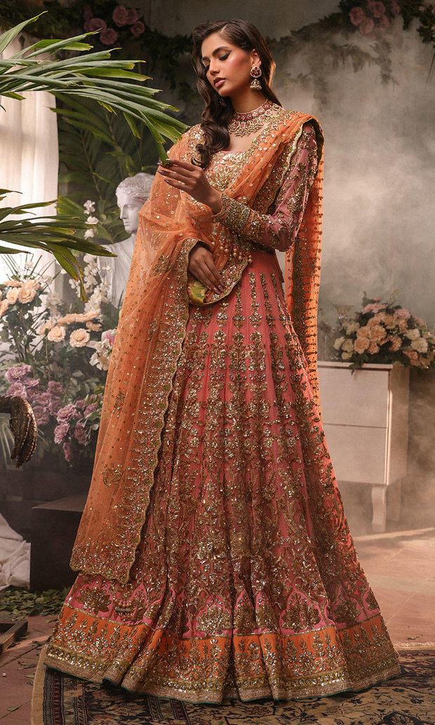 Pakistani Bridal Dress in Pink Lehenga Choli Style