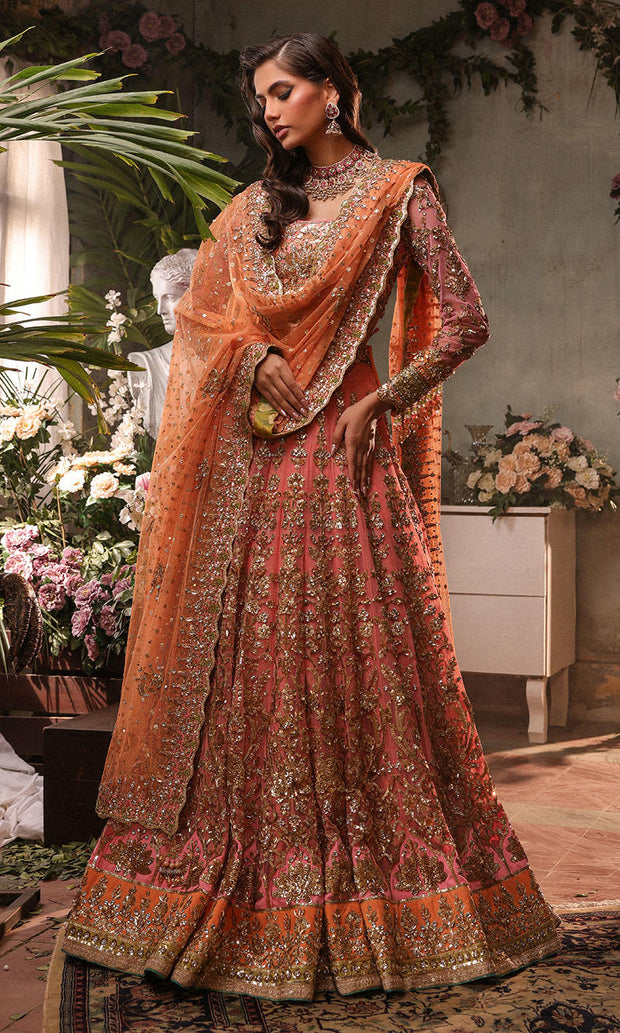 Pakistani Bridal Dress in Pink Lehenga and Choli Style Online