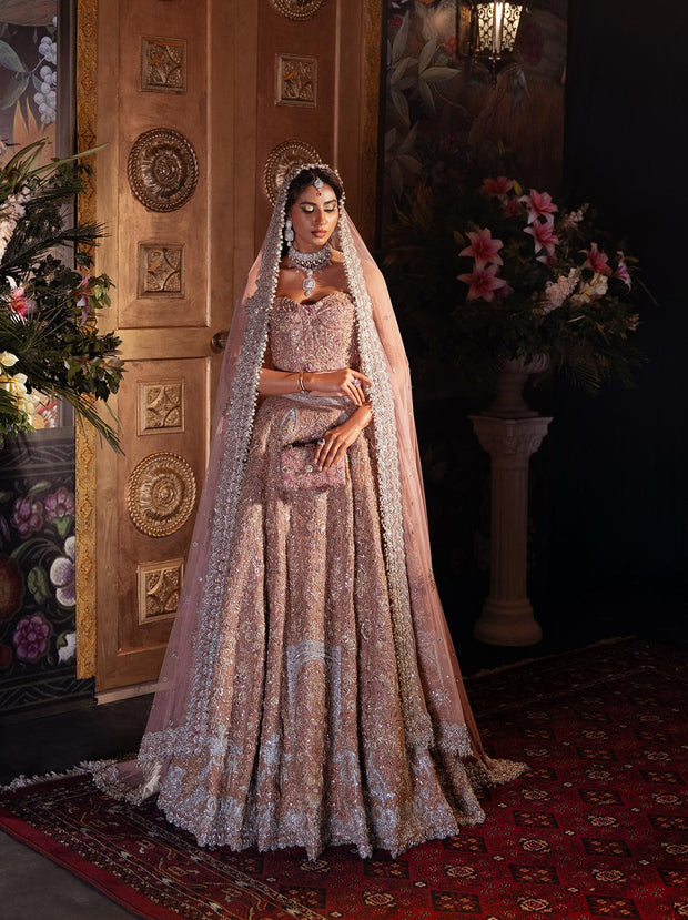 Pakistani Bridal Dress in Pink Lehenga and Choli Style