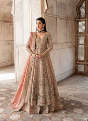 Pakistani Bridal Dress in Pishwas Frock Lehenga Style