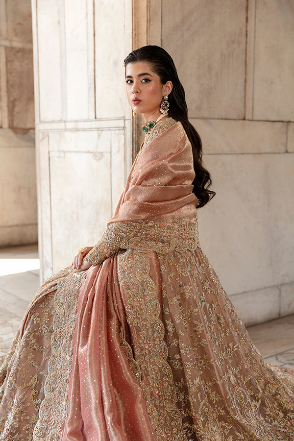 Pakistani Bridal Dress in Pishwas Frock and Lehenga Style