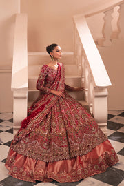 Pakistani Bridal Dress in Pishwas and Red Lehenga Style Online