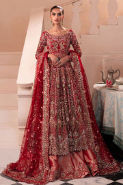 Pakistani Bridal Dress in Pishwas and Red Lehenga Style