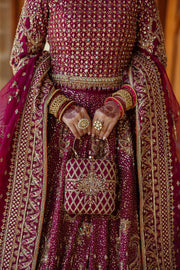 Pakistani Bridal Dress in Plum Lehenga Choli Style