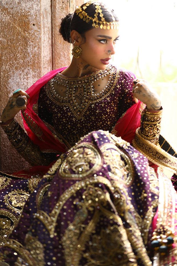 Pakistani Bridal Dress in Purple Choli Lehenga Style Online