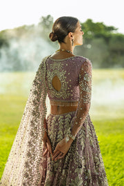 Pakistani Bridal Dress in Purple Lehenga Choli Style Online