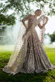 Pakistani Bridal Dress in Purple Lehenga and Choli Style