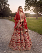 Pakistani Bridal Dress in Raw Silk Lehenga Choli Style